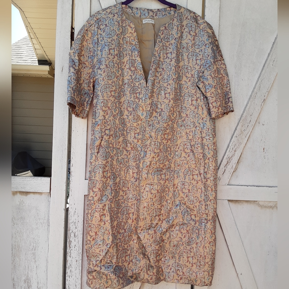 Dries Van Noten Metallic Floral Dress Size S.